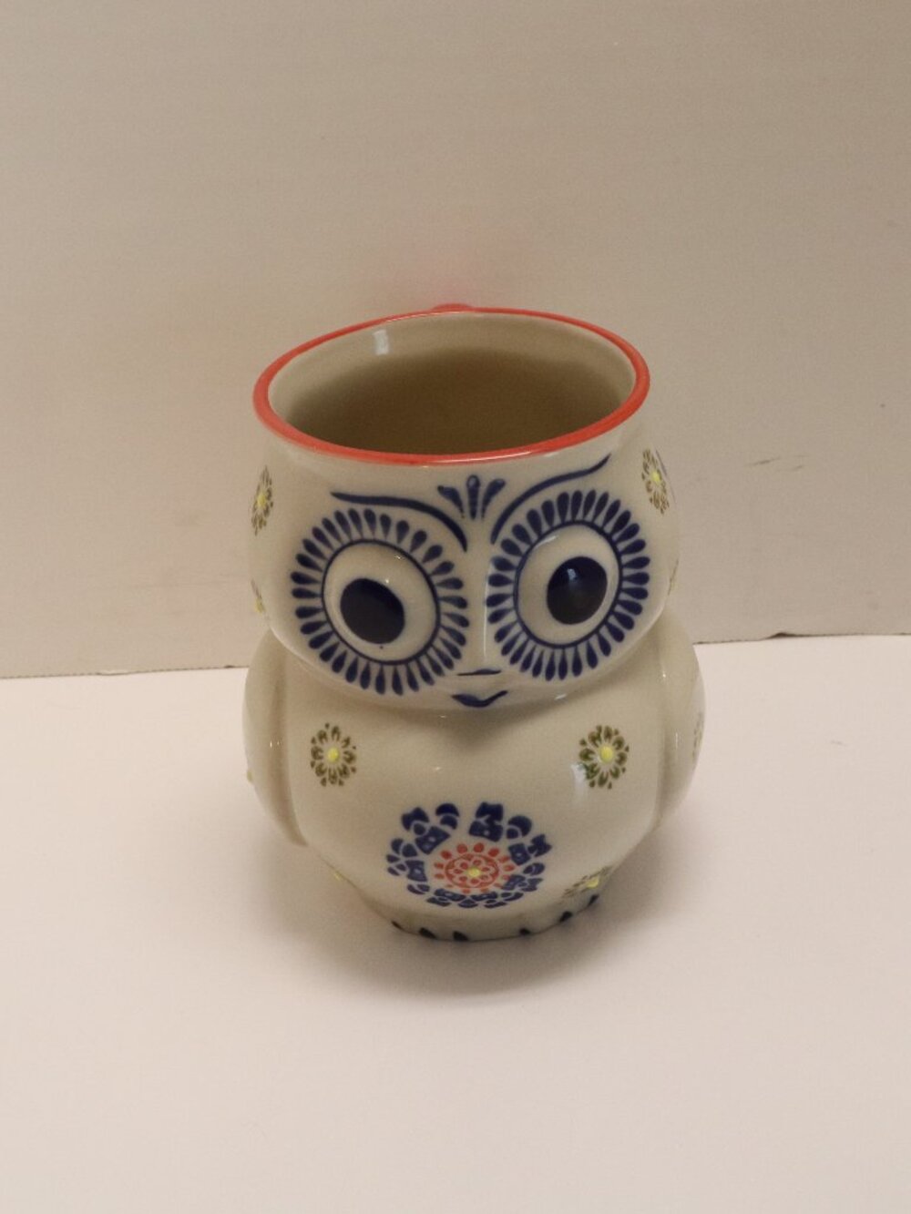 Yokohama Studio Hand Painted Owl Mug Red Handle